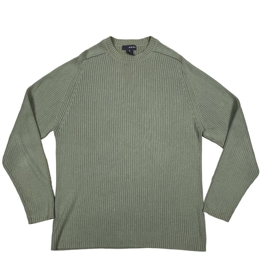 Slates Sweater Mens Large Green Cotton Crewneck‎ - Made in Australia